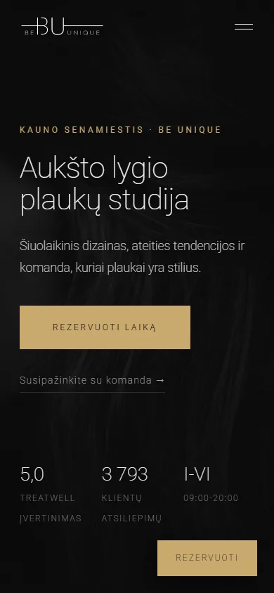 Tas pats Bustudija.lt puslapis telefone