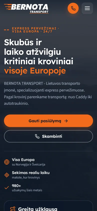 Bernotatransport.lt mobilioji versija