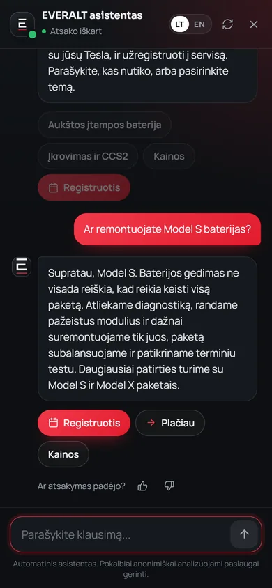 EVERALT pokalbių asistentas telefone