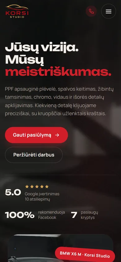 Korsistudio.lt mobilioji versija